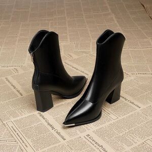 Chic Black Leather Ankle Boots